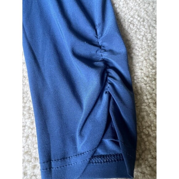 ADRIANNA PAPELL Beaded Shealth Dress Women 4 Blue Ruched 3/4 Sleeve Cocktail NEW - Picture 8 of 16